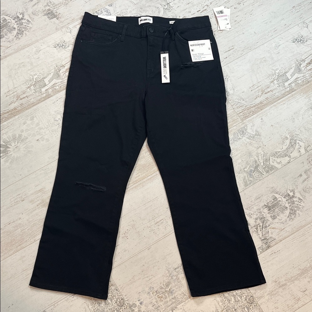 William Rast Black Midrise Crop Boot Jeans Iconic Vintage Size 32